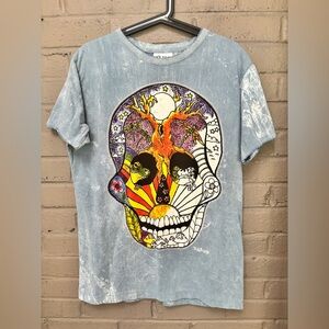 No Time  Skull Garden Blue Wash T shirt M